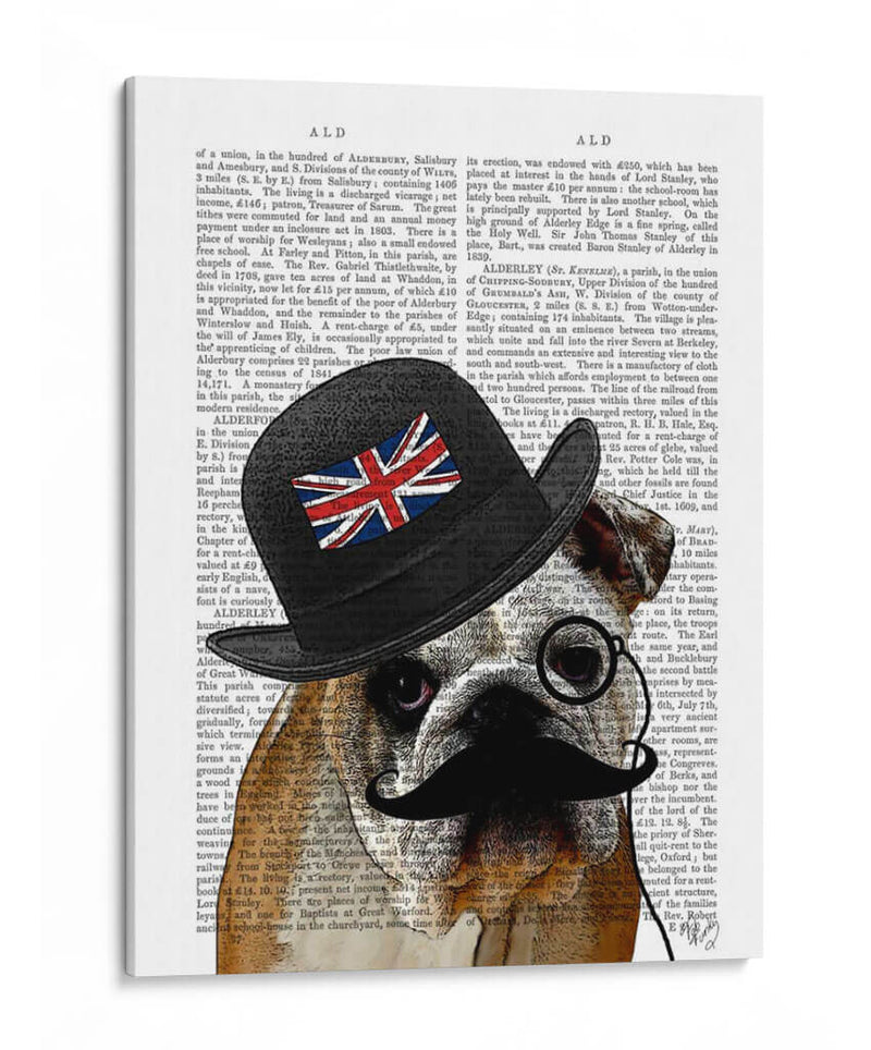 Bulldog British Y Bowler Hat - Fab Funky | Cuadro decorativo de Canvas Lab