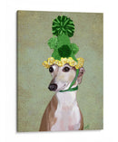 Greyhound En Sombrero De Punto Verde - Fab Funky | Cuadro decorativo de Canvas Lab