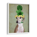 Greyhound En Sombrero De Punto Verde - Fab Funky | Cuadro decorativo de Canvas Lab