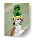 Greyhound En Sombrero De Punto Verde - Fab Funky | Cuadro decorativo de Canvas Lab