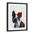 Boston Terrier Con Rose En La Cabeza - Fab Funky | Cuadro decorativo de Canvas Lab