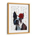 Boston Terrier Con Rose En La Cabeza - Fab Funky | Cuadro decorativo de Canvas Lab