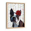 Boston Terrier Con Rose En La Cabeza - Fab Funky | Cuadro decorativo de Canvas Lab