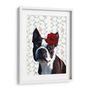 Boston Terrier Con Rose En La Cabeza - Fab Funky | Cuadro decorativo de Canvas Lab