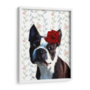 Boston Terrier Con Rose En La Cabeza - Fab Funky | Cuadro decorativo de Canvas Lab