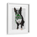 Boston Terrier Con Bigote Verde Y Corbata De Lazo Verde Manchada - Fab Funky | Cuadro decorativo de Canvas Lab