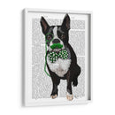 Boston Terrier Con Bigote Verde Y Corbata De Lazo Verde Manchada - Fab Funky | Cuadro decorativo de Canvas Lab