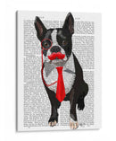 Boston Terrier Con Corbata Roja Y Bigote - Fab Funky | Cuadro decorativo de Canvas Lab