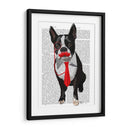 Boston Terrier Con Corbata Roja Y Bigote - Fab Funky | Cuadro decorativo de Canvas Lab