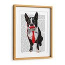 Boston Terrier Con Corbata Roja Y Bigote - Fab Funky | Cuadro decorativo de Canvas Lab