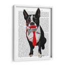 Boston Terrier Con Corbata Roja Y Bigote - Fab Funky | Cuadro decorativo de Canvas Lab