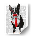 Boston Terrier Con Corbata Roja Y Bigote - Fab Funky | Cuadro decorativo de Canvas Lab
