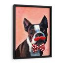 Retrato De Boston Terrier Con Pajarita Roja Y Bigote - Fab Funky | Cuadro decorativo de Canvas Lab