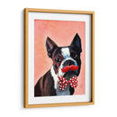 Retrato De Boston Terrier Con Pajarita Roja Y Bigote - Fab Funky | Cuadro decorativo de Canvas Lab