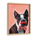 Retrato De Boston Terrier Con Pajarita Roja Y Bigote - Fab Funky | Cuadro decorativo de Canvas Lab