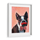 Retrato De Boston Terrier Con Pajarita Roja Y Bigote - Fab Funky | Cuadro decorativo de Canvas Lab