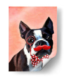 Retrato De Boston Terrier Con Pajarita Roja Y Bigote - Fab Funky | Cuadro decorativo de Canvas Lab