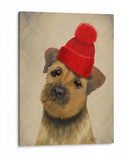 Terrier Fronterizo Con Sombrero De Bobble Rojo - Fab Funky | Cuadro decorativo de Canvas Lab