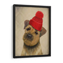 Terrier Fronterizo Con Sombrero De Bobble Rojo - Fab Funky | Cuadro decorativo de Canvas Lab