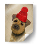 Terrier Fronterizo Con Sombrero De Bobble Rojo - Fab Funky | Cuadro decorativo de Canvas Lab