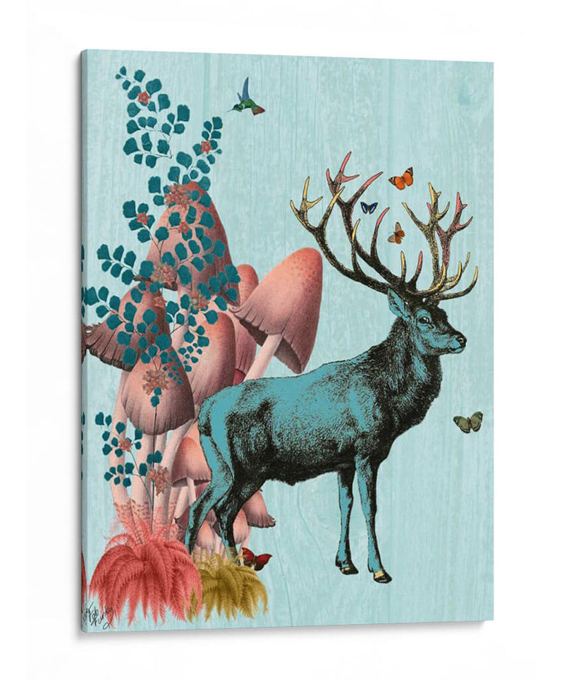 Ciervos Turquesa En El Bosque De Hongos - Fab Funky | Cuadro decorativo de Canvas Lab