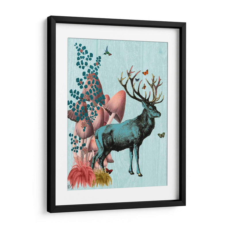 Ciervos Turquesa En El Bosque De Hongos - Fab Funky | Cuadro decorativo de Canvas Lab