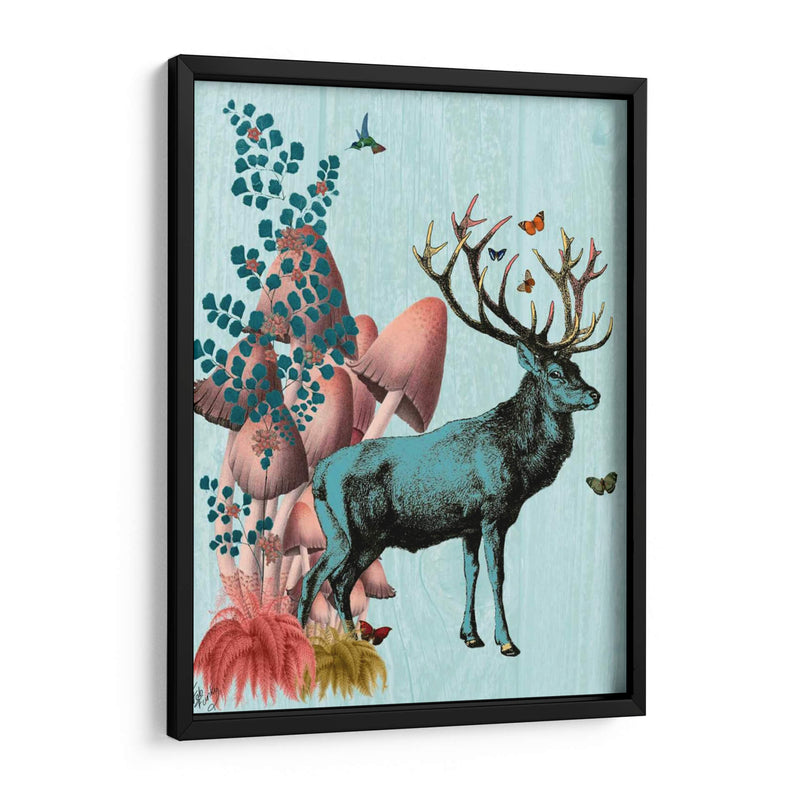 Ciervos Turquesa En El Bosque De Hongos - Fab Funky | Cuadro decorativo de Canvas Lab