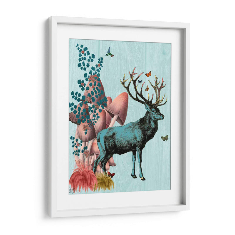 Ciervos Turquesa En El Bosque De Hongos - Fab Funky | Cuadro decorativo de Canvas Lab