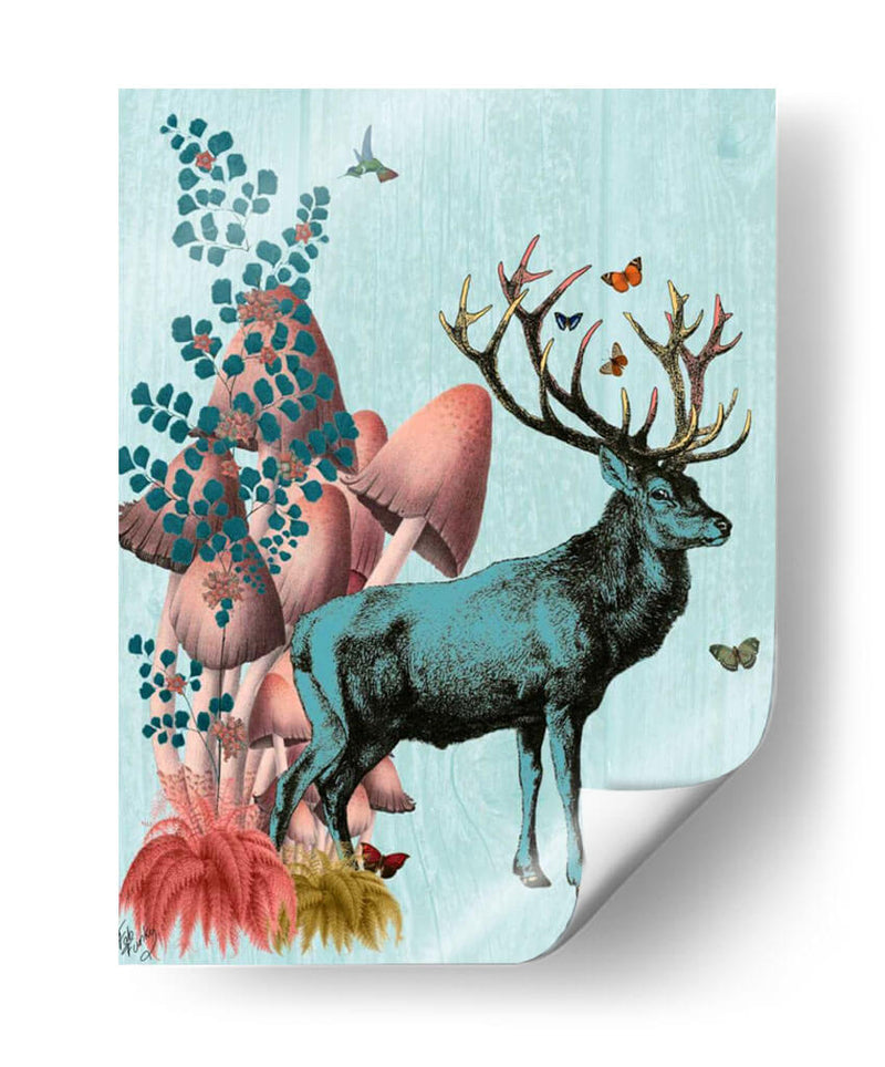 Ciervos Turquesa En El Bosque De Hongos - Fab Funky | Cuadro decorativo de Canvas Lab