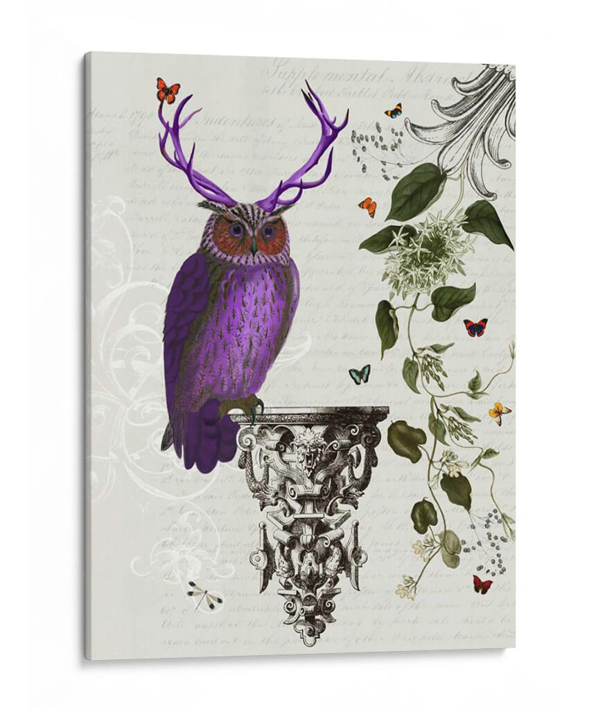 Búho Púrpura Con Astas - Fab Funky | Cuadro decorativo de Canvas Lab