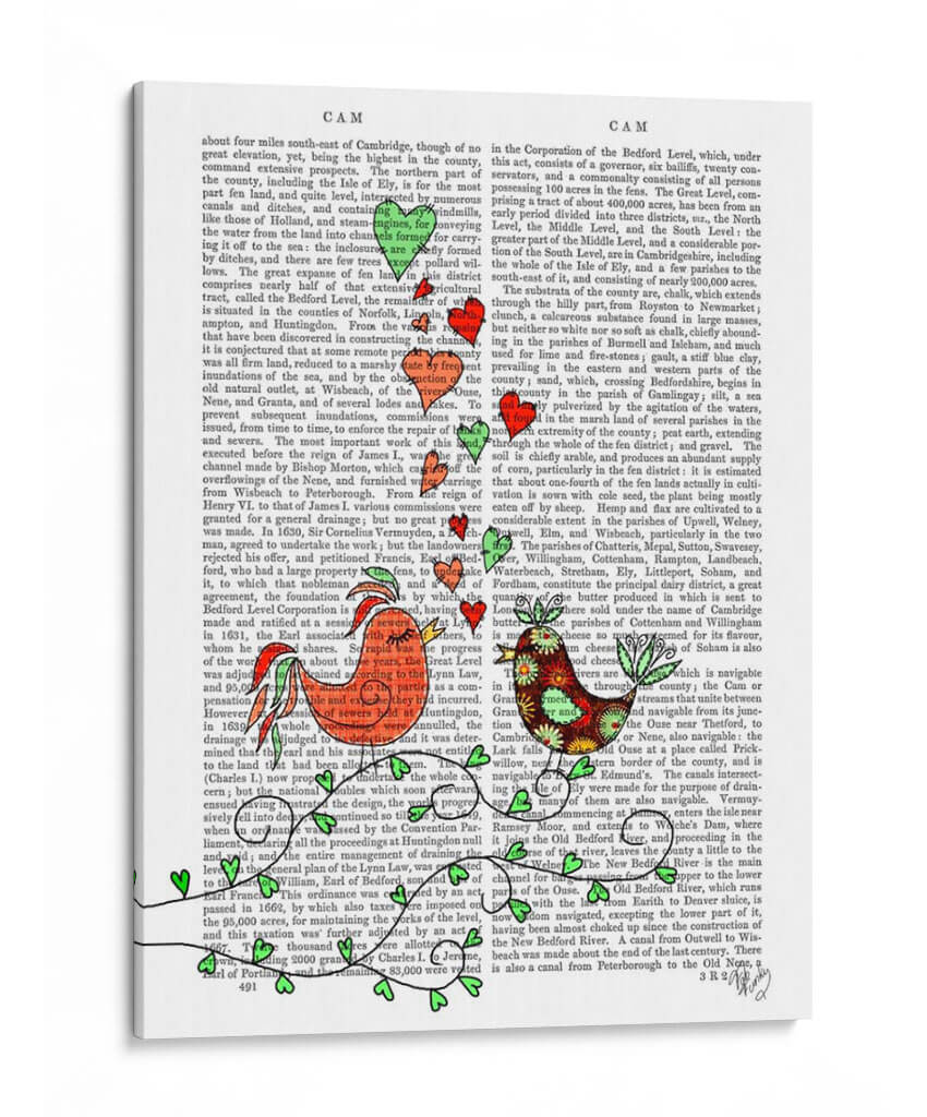 Ilustración De Pájaros De Amor - Fab Funky | Cuadro decorativo de Canvas Lab