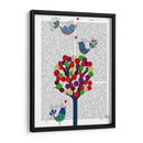 Botón Árbol Y Aves Azul - Fab Funky | Cuadro decorativo de Canvas Lab