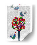Botón Árbol Y Aves Azul - Fab Funky | Cuadro decorativo de Canvas Lab