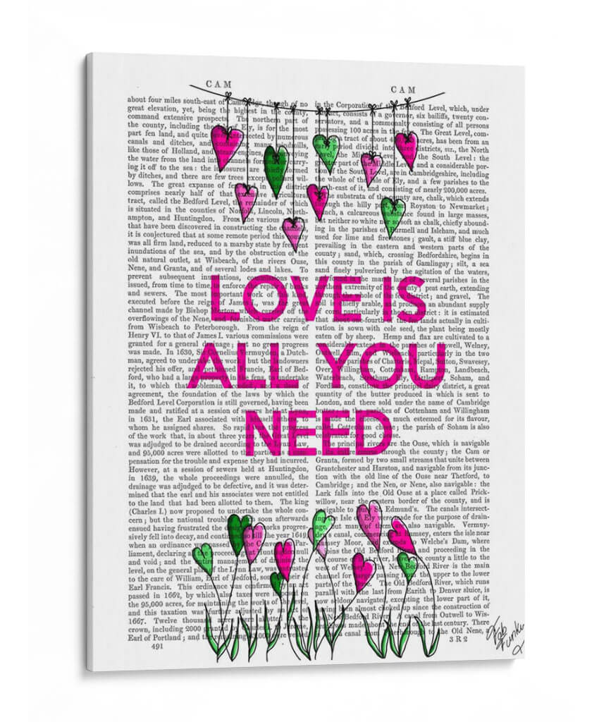 El Amor Es Todo Lo Que Necesitas Ilustración - Fab Funky | Cuadro decorativo de Canvas Lab