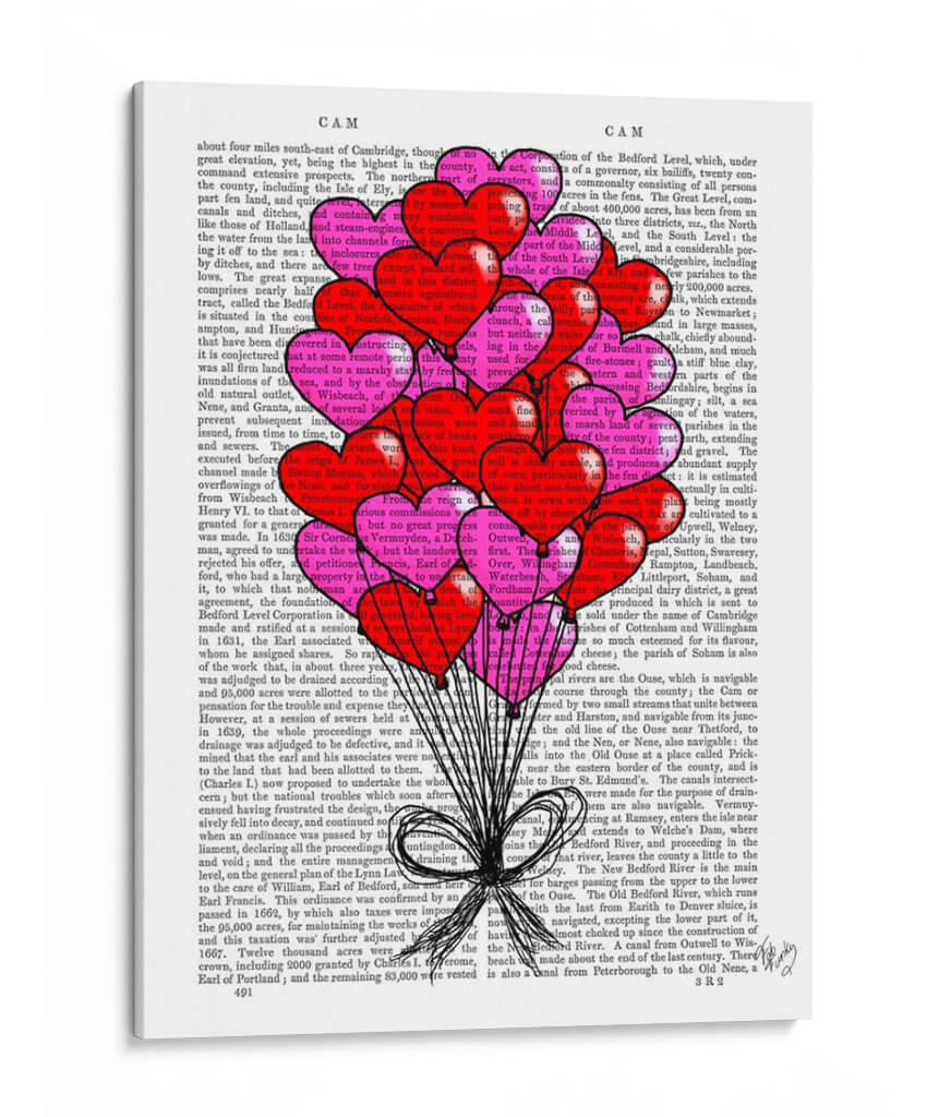 Ilustración De Globo Del Corazón De San Valentín - Fab Funky | Cuadro decorativo de Canvas Lab