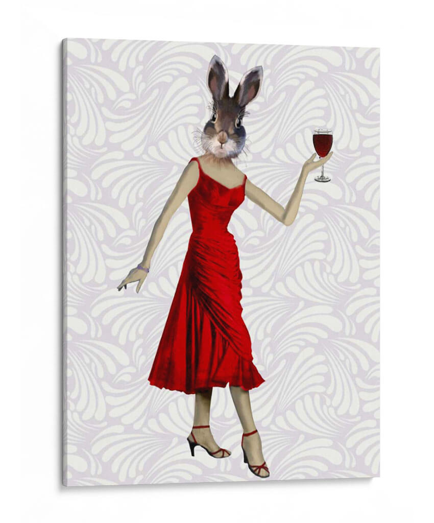 Conejo En Vestido Rojo - Fab Funky | Cuadro decorativo de Canvas Lab