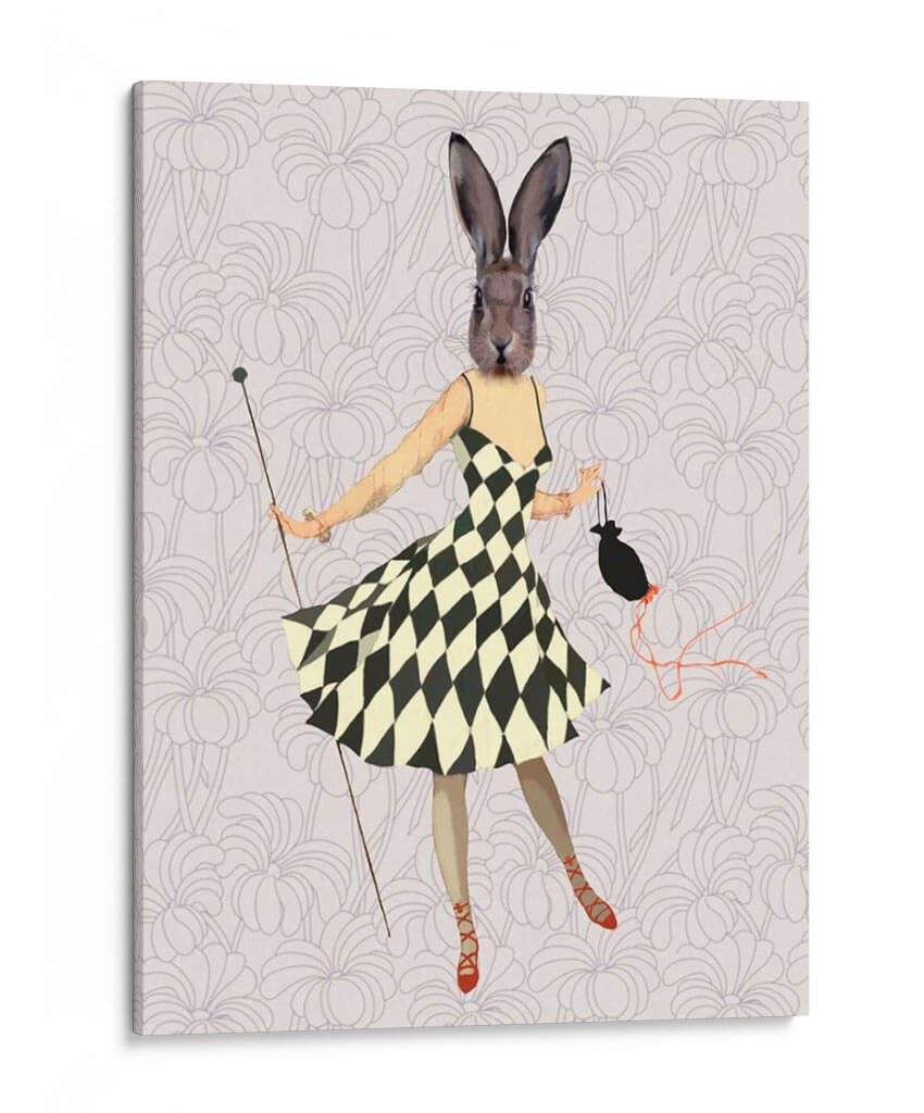 Conejo En Vestido Blanco Negro - Fab Funky | Cuadro decorativo de Canvas Lab