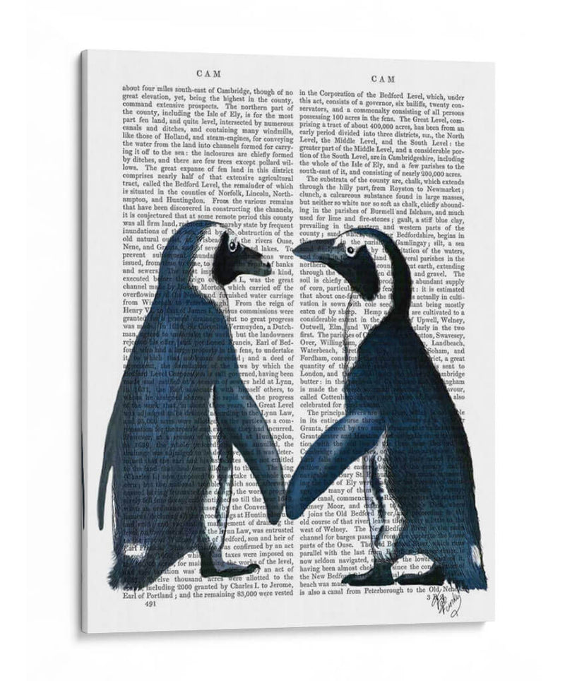 Pingüinos En El Amor Periódico - Fab Funky | Cuadro decorativo de Canvas Lab