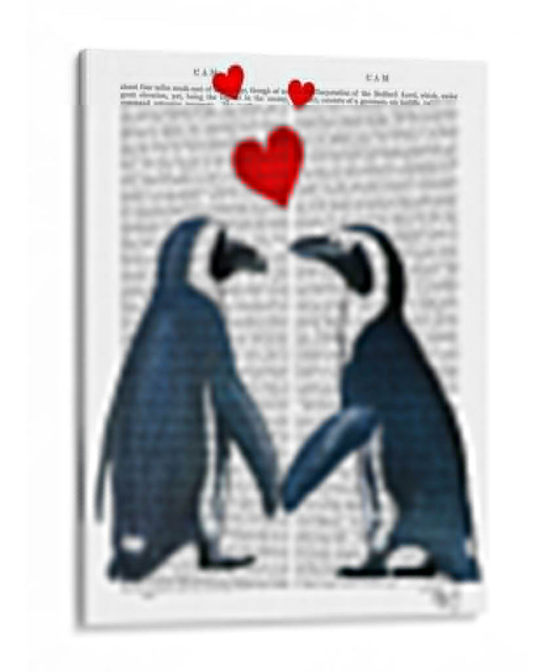 Pingüinos Con Corazones De Amor - Fab Funky | Cuadro decorativo de Canvas Lab