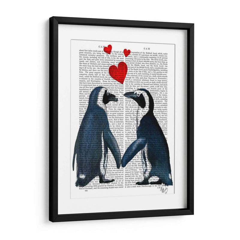 Pingüinos Con Corazones De Amor - Fab Funky | Cuadro decorativo de Canvas Lab
