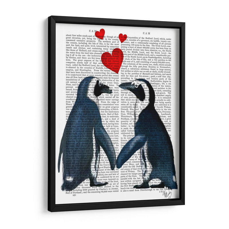 Pingüinos Con Corazones De Amor - Fab Funky | Cuadro decorativo de Canvas Lab