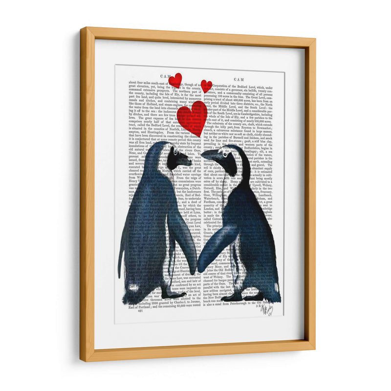 Pingüinos Con Corazones De Amor - Fab Funky | Cuadro decorativo de Canvas Lab