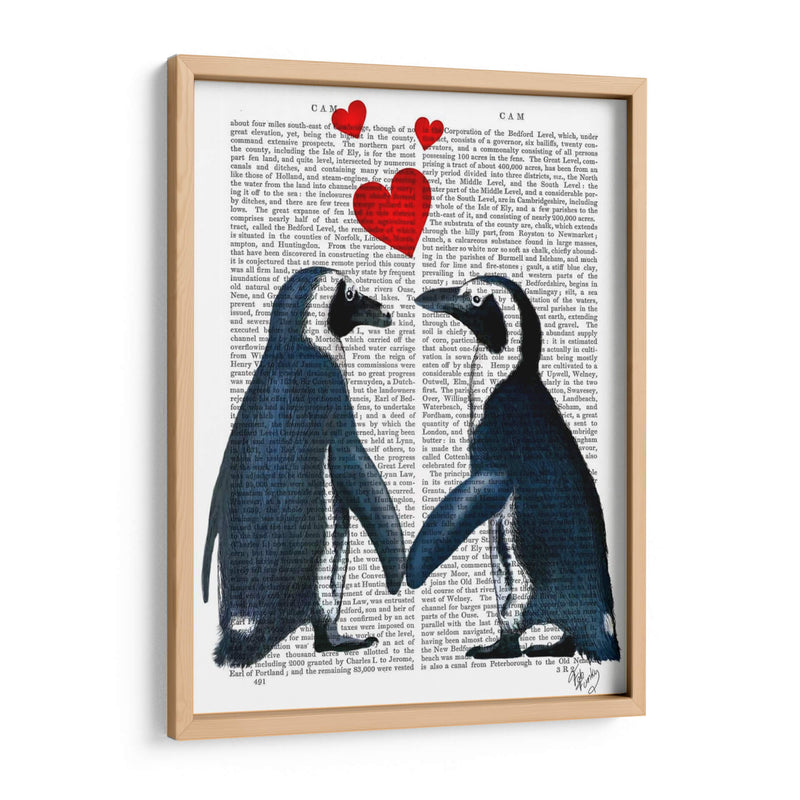 Pingüinos Con Corazones De Amor - Fab Funky | Cuadro decorativo de Canvas Lab