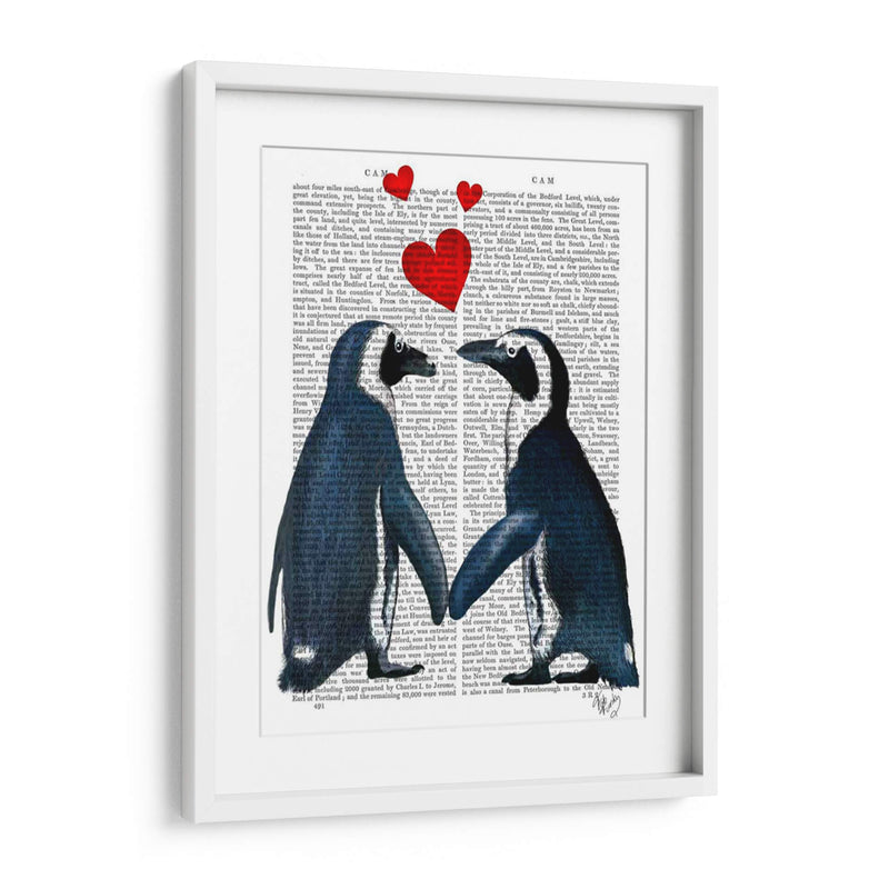 Pingüinos Con Corazones De Amor - Fab Funky | Cuadro decorativo de Canvas Lab