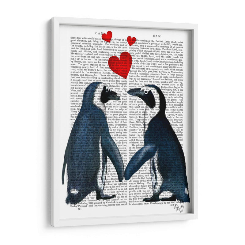 Pingüinos Con Corazones De Amor - Fab Funky | Cuadro decorativo de Canvas Lab