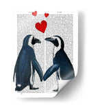 Pingüinos Con Corazones De Amor - Fab Funky | Cuadro decorativo de Canvas Lab