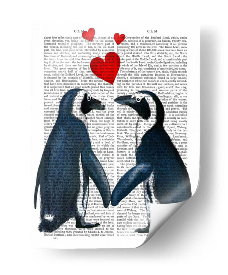 Pingüinos Con Corazones De Amor - Fab Funky | Cuadro decorativo de Canvas Lab