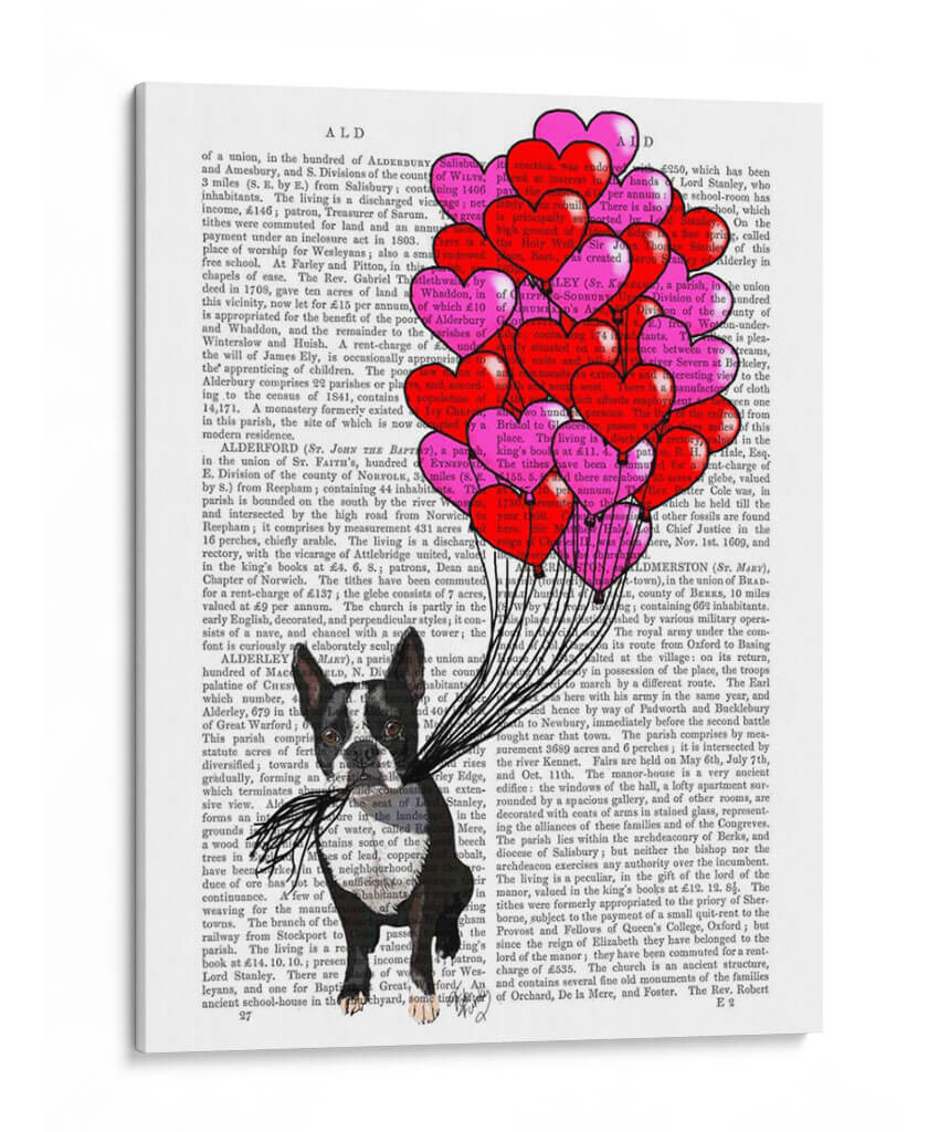 Boston Terrier Y Globos - Fab Funky | Cuadro decorativo de Canvas Lab