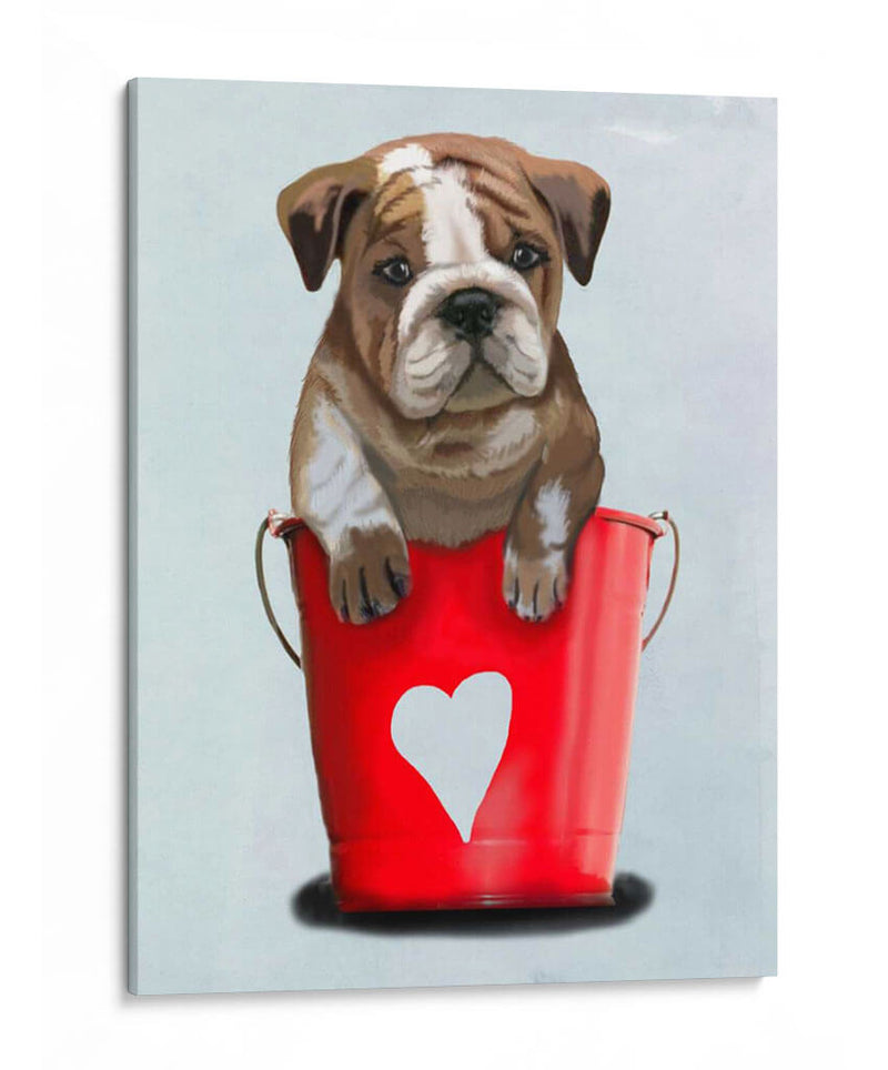 Bulldog Bucket Of Love Red - Fab Funky | Cuadro decorativo de Canvas Lab