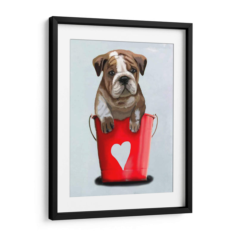 Bulldog Bucket Of Love Red - Fab Funky | Cuadro decorativo de Canvas Lab